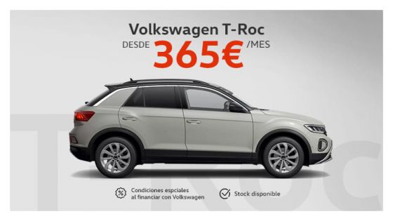 Volkswagen T-Roc por 365€/mes.